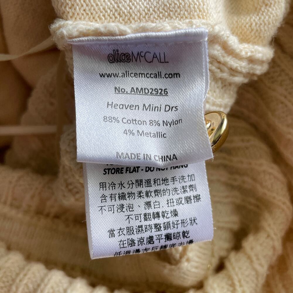 Alice McCall Heaven Help Knit Mini Dress Button Pocket Ruffle Trim 2 Cream - Picture 7 of 10